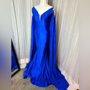 New with tags Royal blue Jessica Angel Pageant Cape Dress